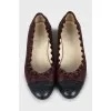 Two-tone ballet flats with embroidered logo