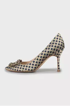 Polka dot textile shoes with decor