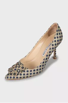 Polka dot textile shoes with decor