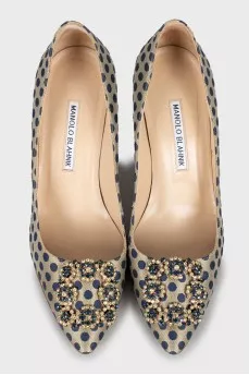 Polka dot textile shoes with decor