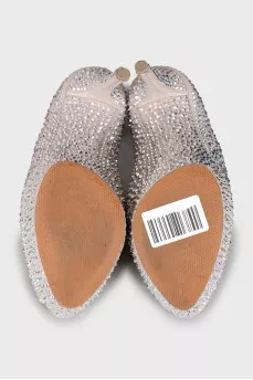 Stiletto heels decorated with rhinestones