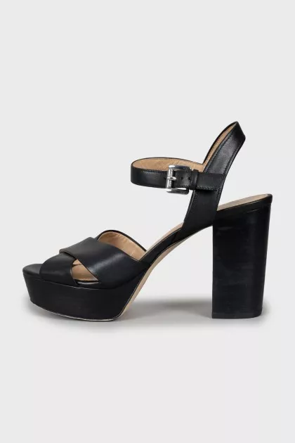 Black sandals with leather straps
