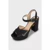 Black sandals with leather straps