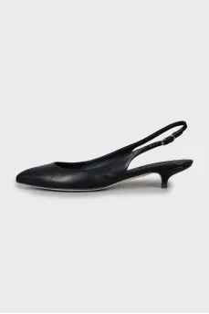 Pointed toe leather slingbacks