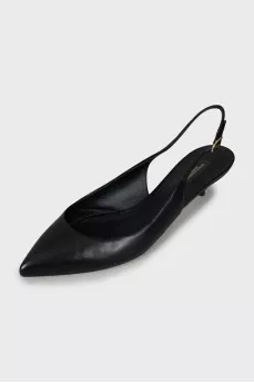 Pointed toe leather slingbacks