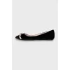 Velour ballet flats with bow