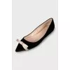 Velour ballet flats with bow