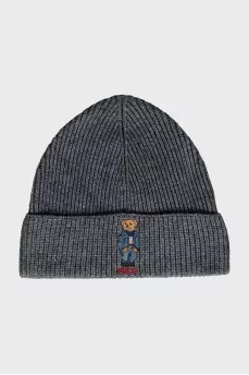 Men's wool hat with embroidered print