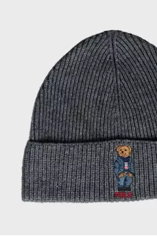 Men's wool hat with embroidered print