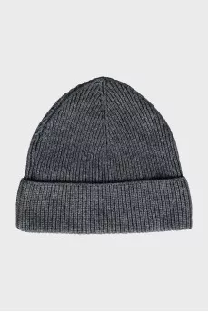 Men's wool hat with embroidered print