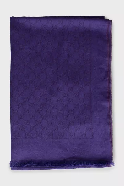 Purple scarf with signature print
