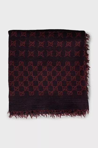 Wool scarf with signature print
