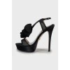 Textile sandals with mesh inserts