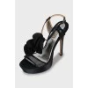 Textile sandals with mesh inserts
