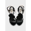 Textile sandals with mesh inserts