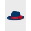 Blue hat with removable decoration