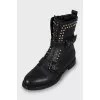 Leather boots with golden studs