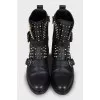 Leather boots with golden studs
