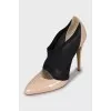 Patent leather shoes with mesh inserts