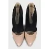 Patent leather shoes with mesh inserts