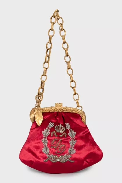 Velour Mini Bag with Gold Chain