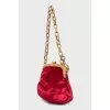 Velour Mini Bag with Gold Chain