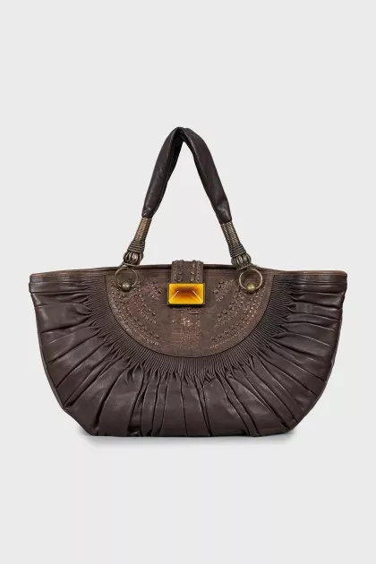 Leather half moon bag