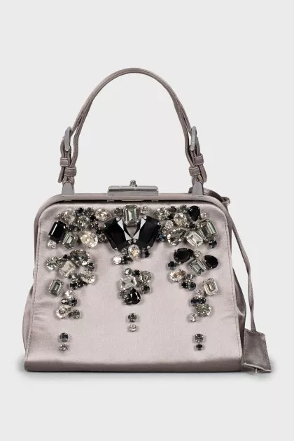 Mini bag decorated with rhinestones