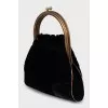Velour mini bag with gold handles