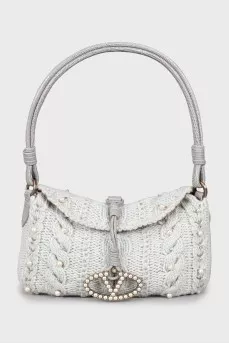 Knitted shoulder bag with decor