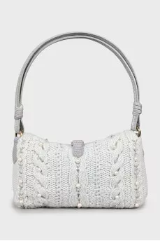 Knitted shoulder bag with decor