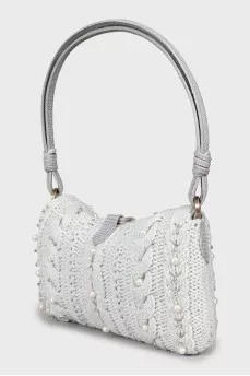 Knitted shoulder bag with decor