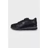 Black leather platform sneakers