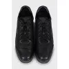 Black leather platform sneakers