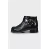 Leather ankle boots with silver fittings