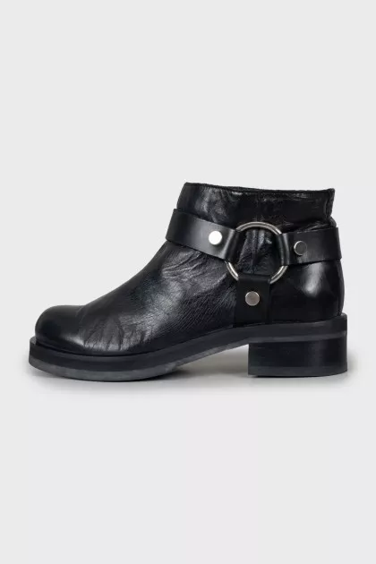 Leather ankle boots with silver fittings