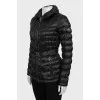Black quilted down jacket with belt