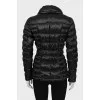 Black quilted down jacket with belt