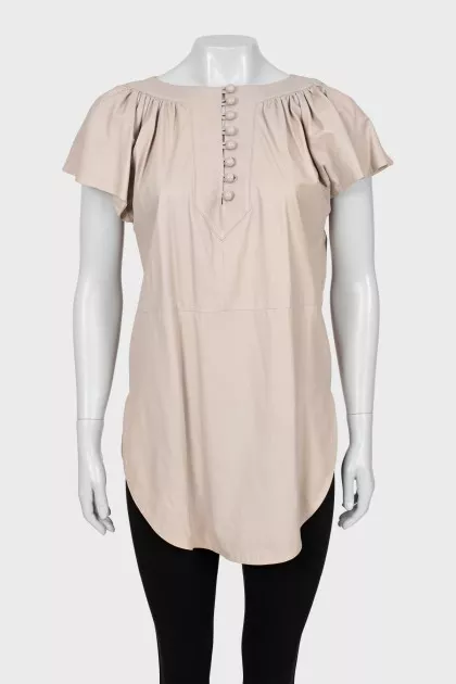 Vintage Leather Button Down Blouse