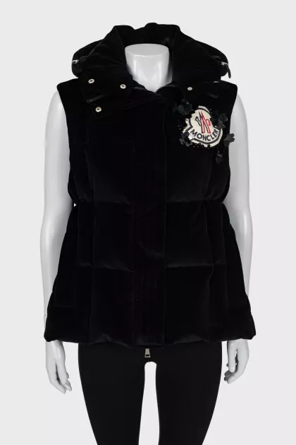 Velour vest with hood