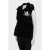 Velour vest with hood