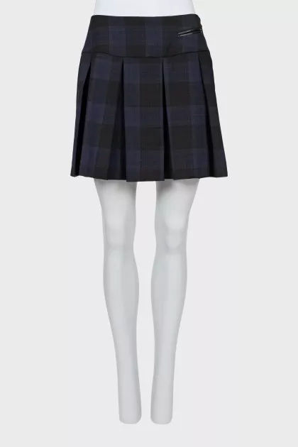 Plaid pleated mini skirt