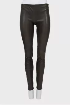 Leather trousers with elastic