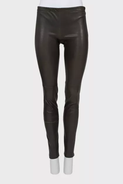 Leather trousers with elastic