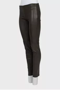 Leather trousers with elastic