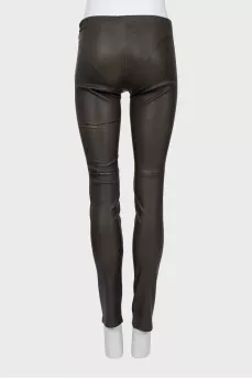 Leather trousers with elastic