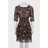 Floral print dress with accent waist