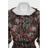 Floral print dress with accent waist