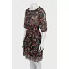 Floral print dress with accent waist