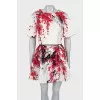 Skirt suit decorated with flowers